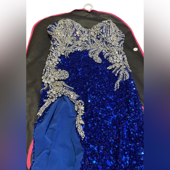 Portia and Scarlett Dresses Sequin and Rhinestone Gown Cobalt Blue Size:6 - Picture 5 of 14